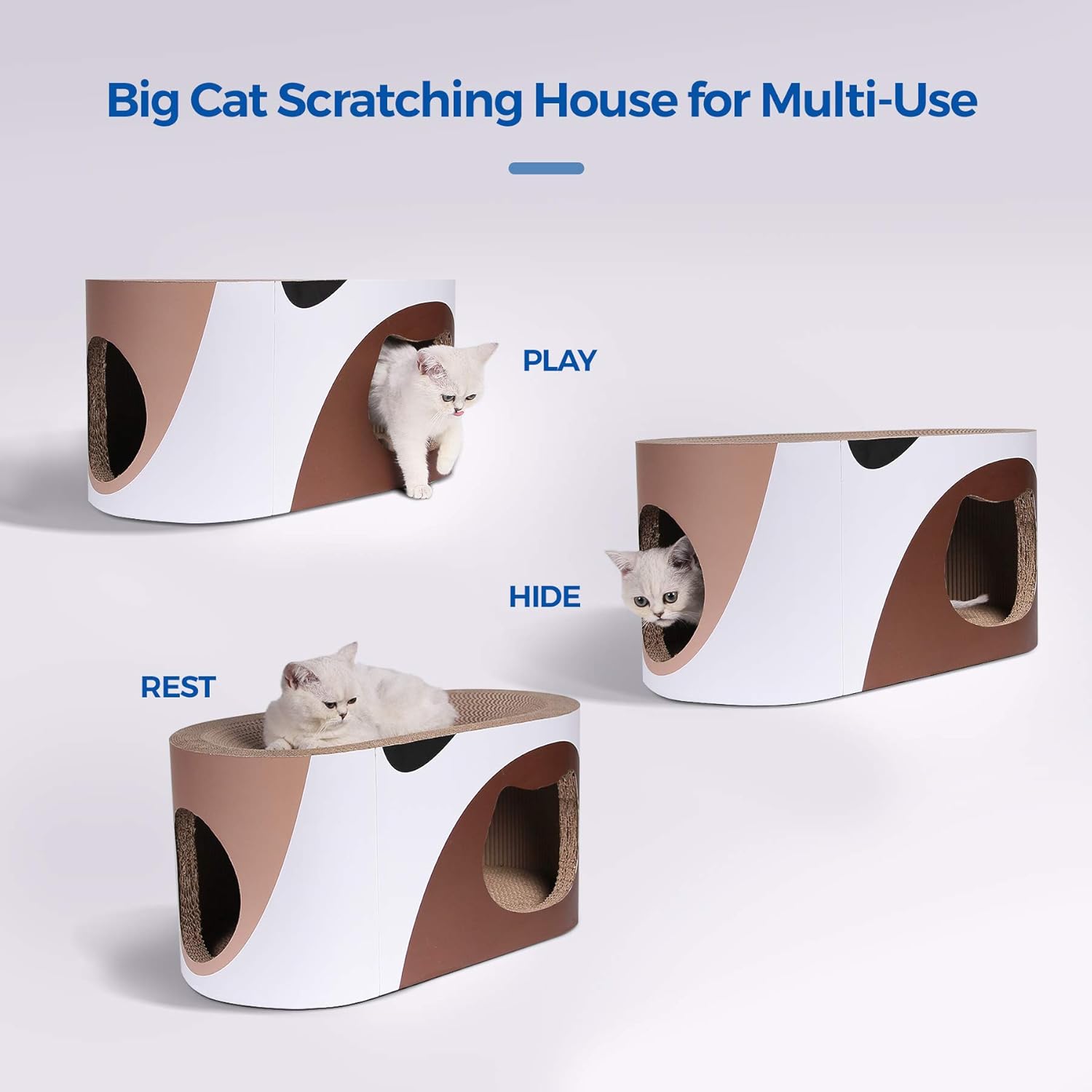 MSBC Big Cat Scratcher Lounge, Corrugated Cardboard Cat Scratcher House with Hole, Large Scratching Lounger Sofa Bed, Cat Scratching Pad for Indoor Cats as Furniture Protector, Cat Training Toy : Pet Supplies