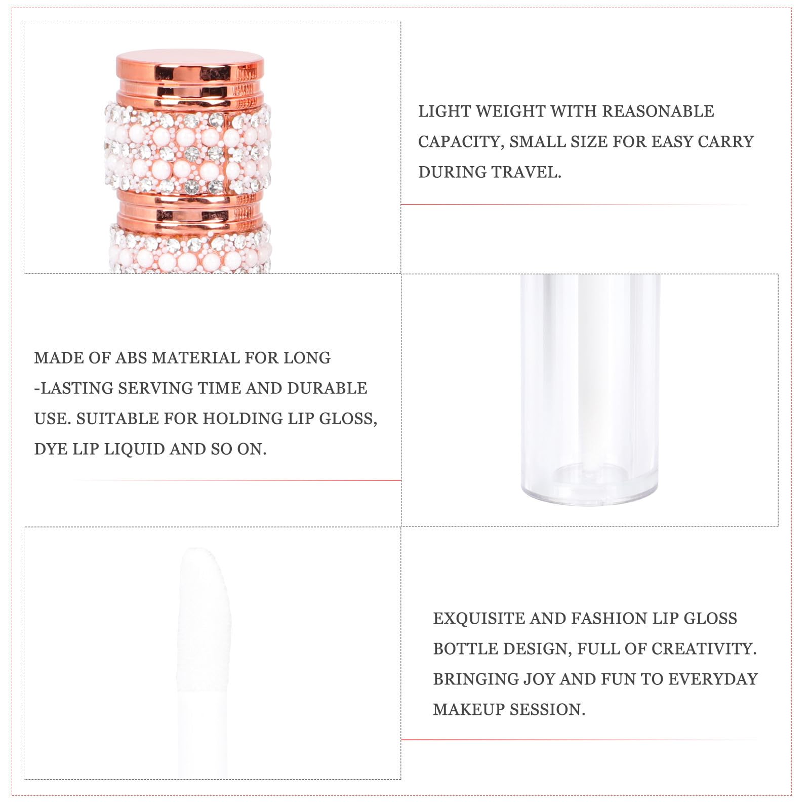 20 Piezas Tubo de Brillo Labial Vacías 5ml Abs Reutilizable