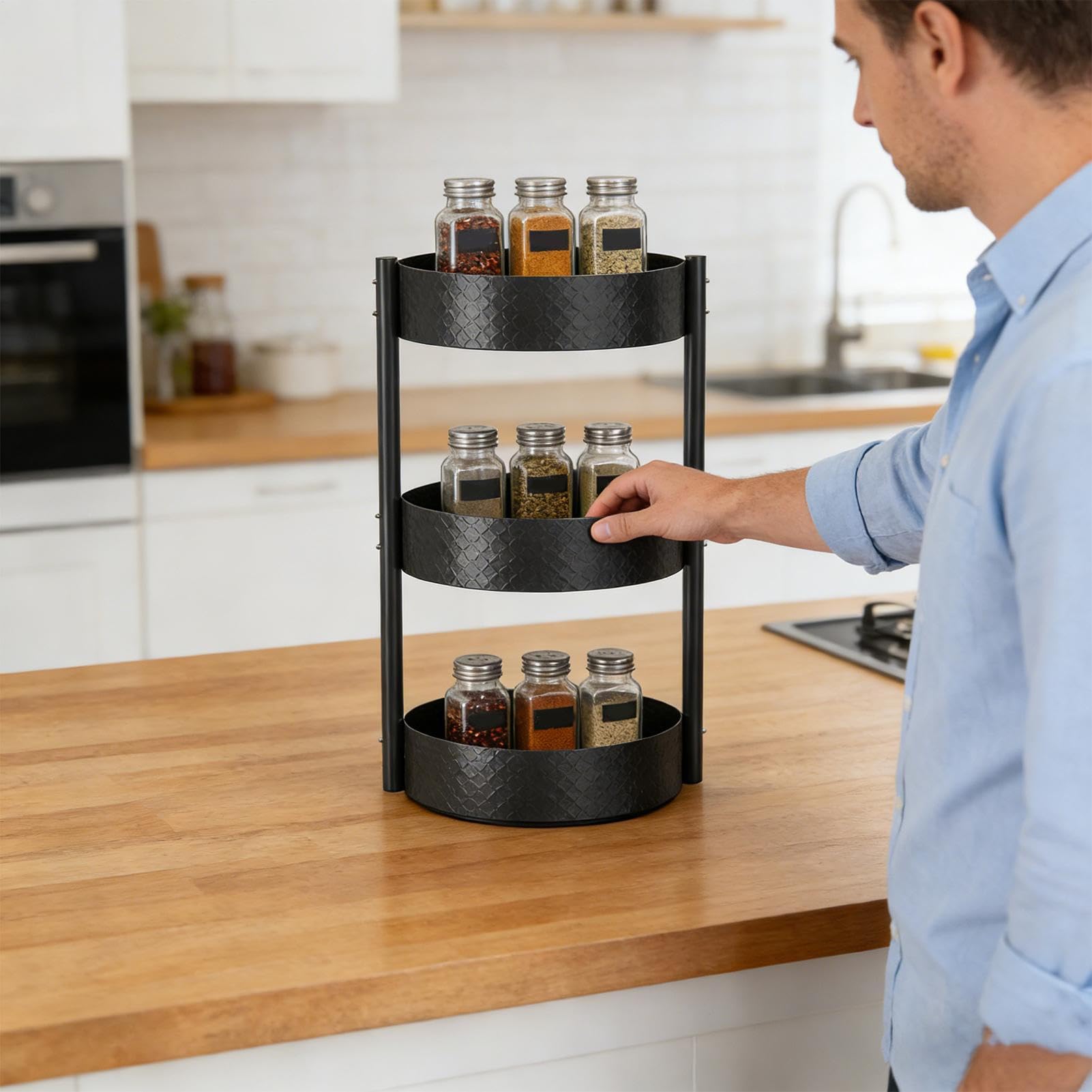 Organizador De Especias Para Armario Bandeja Organizadora Giratoria Para La | Estante De Almacenamiento Para Especias Con Plato Giratorio Para en Refrigerador, Despensa, Encimera, Snack,