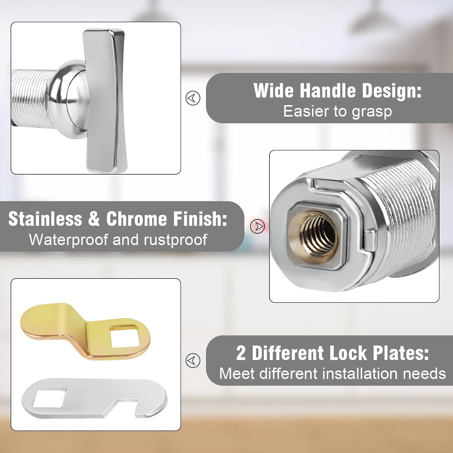 1-3/8" Thumb Operated Cam Locks, 10Pcs RV Thumb Locks for Storage Door, Compartment Door, Keyless Non-Locking Locks Fits on Camper, Vehicles, Files Drawers (1-3/8 Inch 10Pcs)