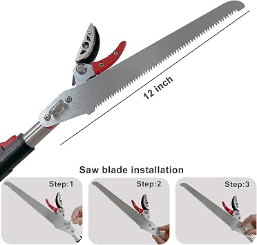 5.4-14.8 FT Tree Pruner Extendable 4 Sections, Telescopic Cut and Hold Trimmers Pole Saws Trimming Long Reach Pruning Shears Branch Cutter Clipper Bypass Lopper Fruit Picker