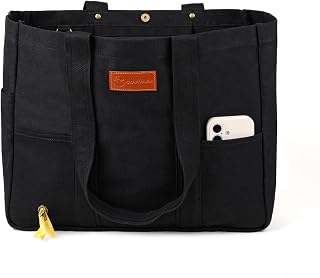 Heavy Duty Canvas Travel Tote Bag for Women, Large Reusable Grocery Shopping Bag with Reinforced Handles