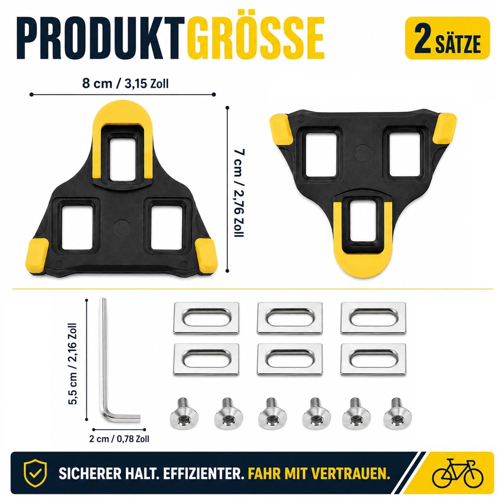 Tacchetti per bicicletta compatibili con sistemi Shimano SPD SL e Look Keo, tacchetti per bici da corsa con galleggiante a 6 gradi, set di tacchetti antiscivolo per pedali per bicicletta per interni
