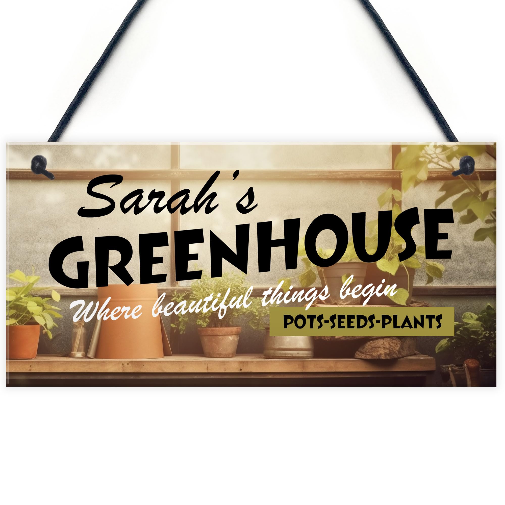 Red Ocean Shabby Greenhouse Sign PERSONALISED Shed Sign Garden Sign Summerhouse Sign Gift For Her Him Home Decor