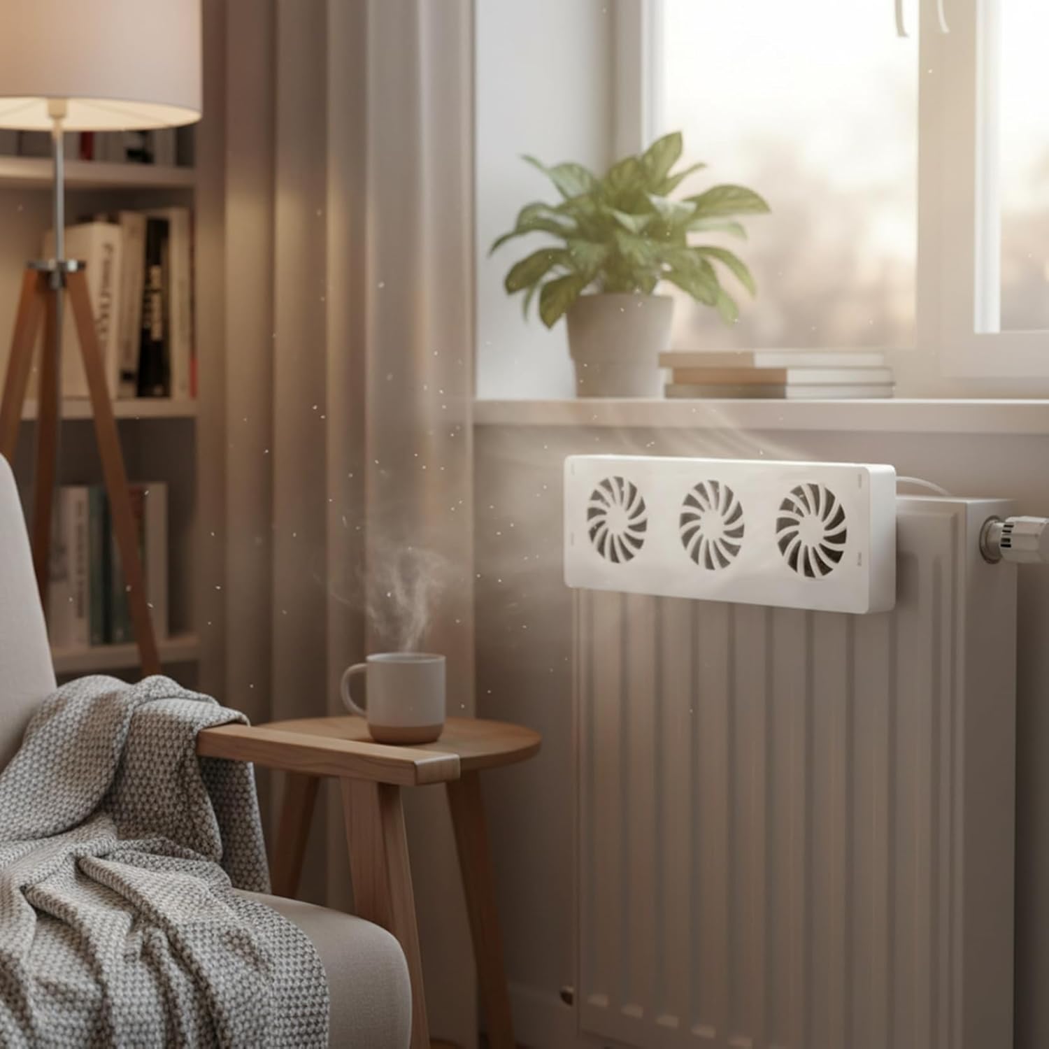 Household Radiator Fan with 3 Fans Running Quiet Saving Energy Heater Fan Smart Radiator Amplifier Automatic Temperature Control for Home Fans, Electric, Heat, Heat