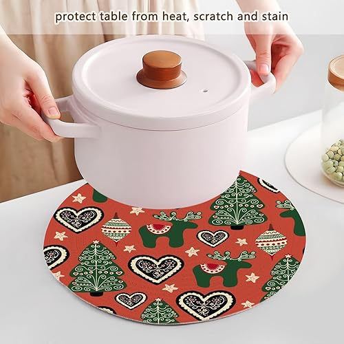 Miniatura 5 de Trivet Mats Christmas Paint Hot Pad Trivet for Hot Dishes 15in Cotton Thread Weave Absorb Water Pot Holder for Bowl Spoon Rest for Cooking and