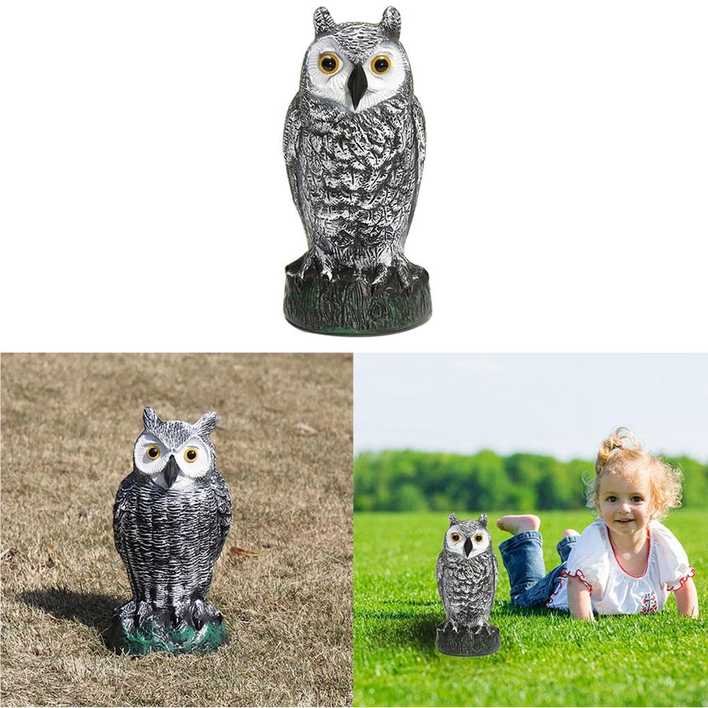 5 set grande gufo finto esca caccia deterrente uccello piccione gatto corvo testa dritta spaventapasseri giardino patio controllo parassiti ornamenti