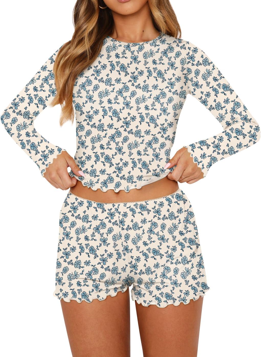 Lacozy Cute Pajama Sets for Women 2 Piece Fall Pj Set Woman Long Sleeve Y2K