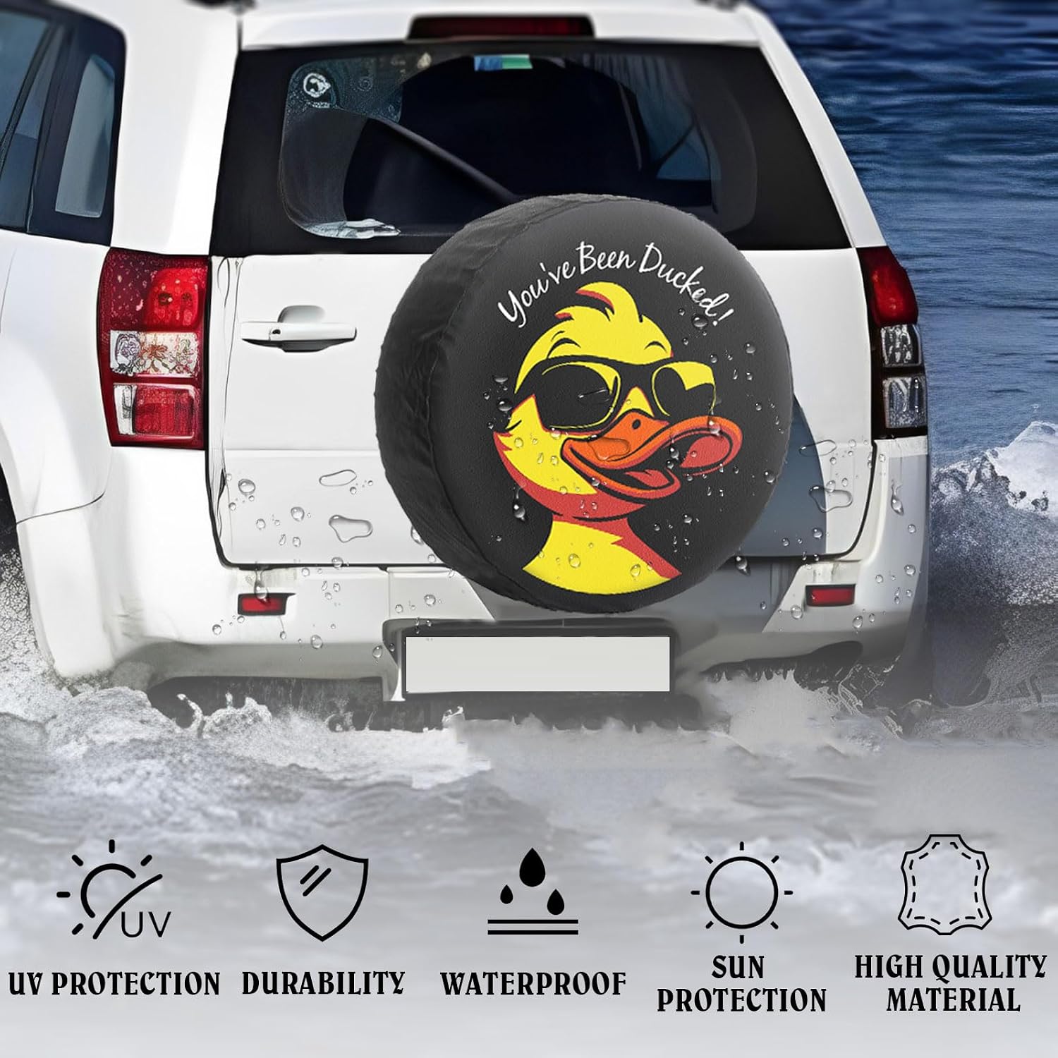OYIXIO Waterproof PU Leather Spare Tire Cover，17" Duck Tire Cover with a Diameter of 31.49" -32.67 ".Suitable for JL,JK,Trailers, RV, SUVs, and Trucks.(Yellow)