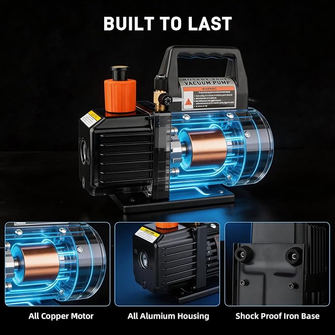 Bomba de vacío HVAC 3.5 CFM 1/4 HP miniatura 7