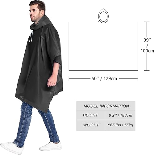 Miniatura 3 de ANTVEE Ponchos de lluvia para adultos, impermeable, portátil, reutilizable, paquete de 2 con capucha con cordón, se mantiene seco con estilo