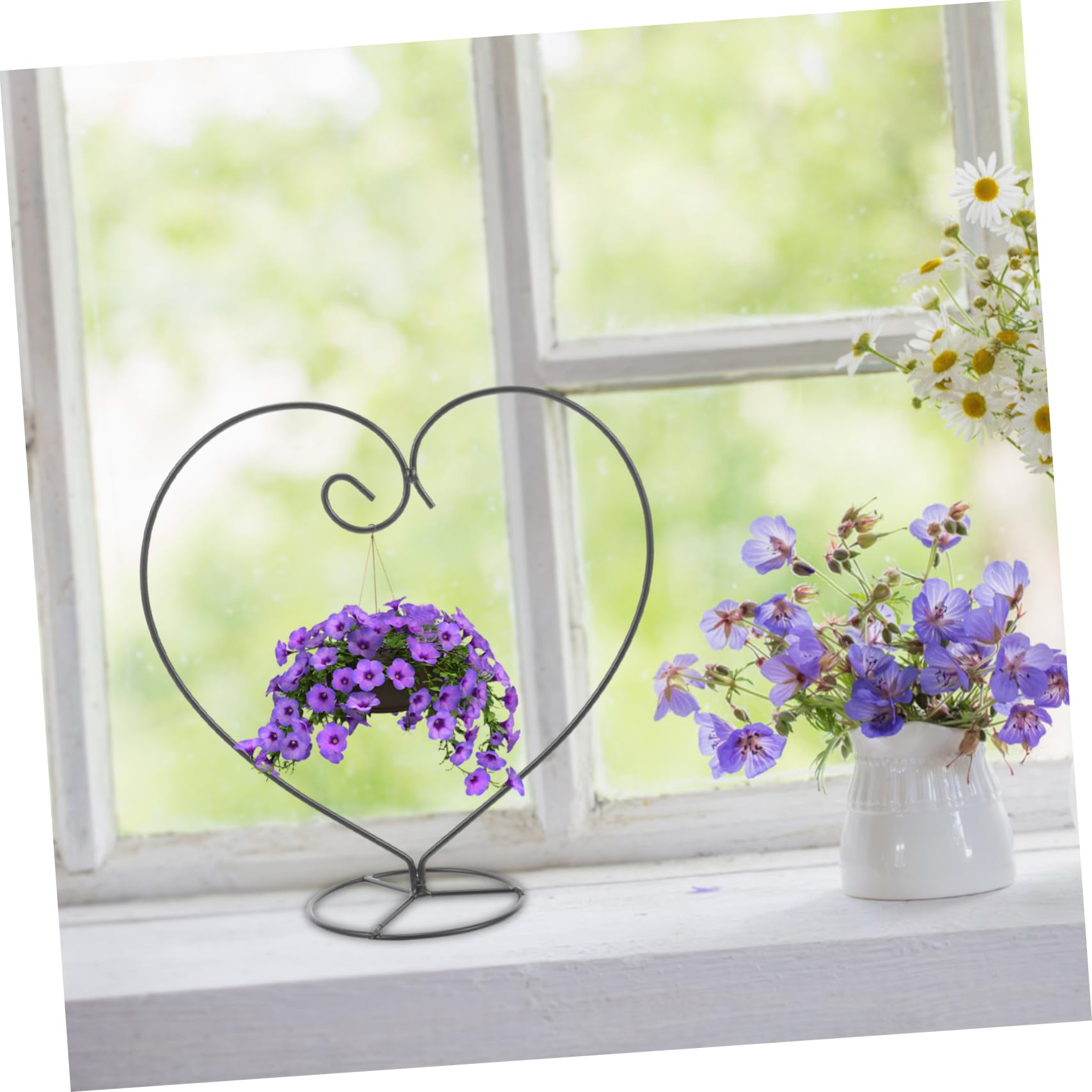 STOBAZA 6pièces Support Décoratif Fer Forme De Cœur Pour Suspensions Verre Terrarium Et Plantes Aériennes Support Élégant Pour Décorations De Mariage Et Maison Noir