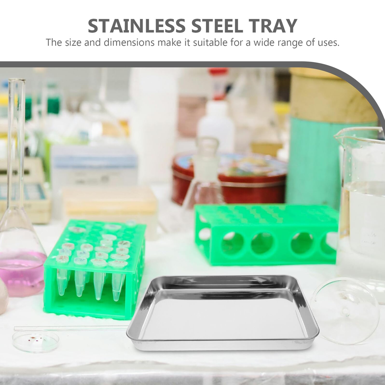 Vassoio per Strumenti Medici in Acciaio Inossidabile Rinforzato Piatto Metallico Multifunzione per Laboratorio Design Antiribaltamento e Facile da Pulire