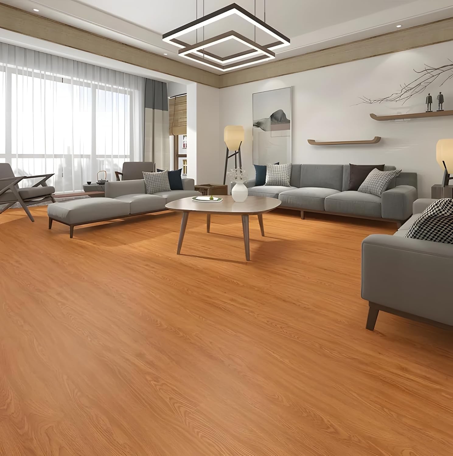 HAPPYMATES Self-Adhesive Wall & Floor Covering, Textured Wood Grain,Waterproof, Removable Oil-Resistant Floor Wall Paper,Peel & Stick Wallpaper for Kitchen Living Room (Wood 2, 60 CM X 200 CM)