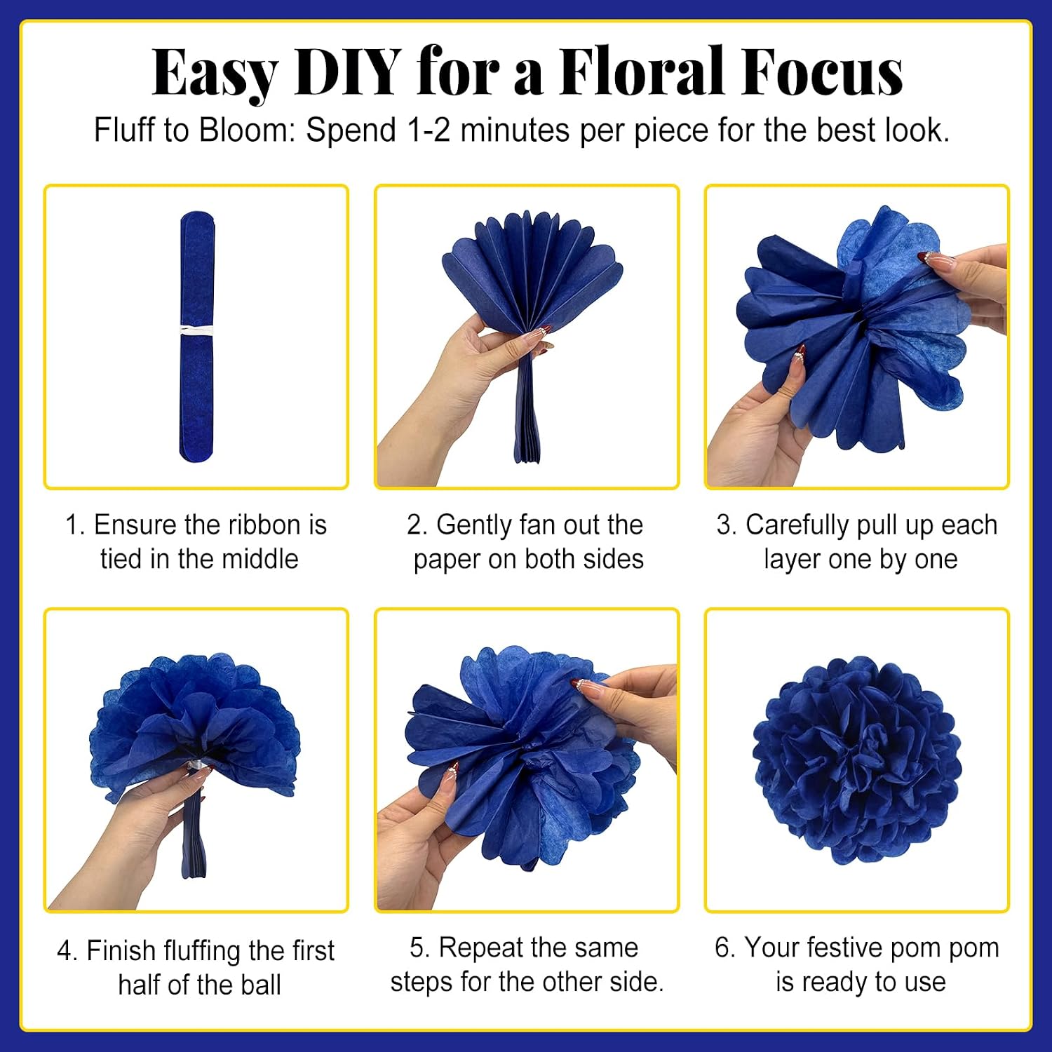 Blue and Gold Party Decorations - 22Pcs Hanging Navy Royal Blue White and Gold Paper Lanterns, Pom Poms, Fans & Honeycomb Balls for Graduation, Birthday, Retirement & Royal Theme Party Supplies