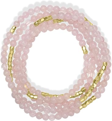 Plated Brass Gemstone Beaded Wrap Bracelet or Necklace, 35 Inches