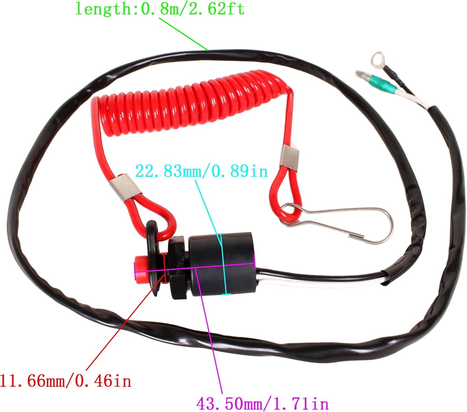 Boat Engine Emergency Kill Stop Switch 37830-91J00 37830-91J01 37830-91J02 37830-91J03 37830-91J04 for Suzuki / 5033404 05033404 for Evinrude Johnson OMC BRP 4HP 5HP 6HP Outboard Motor