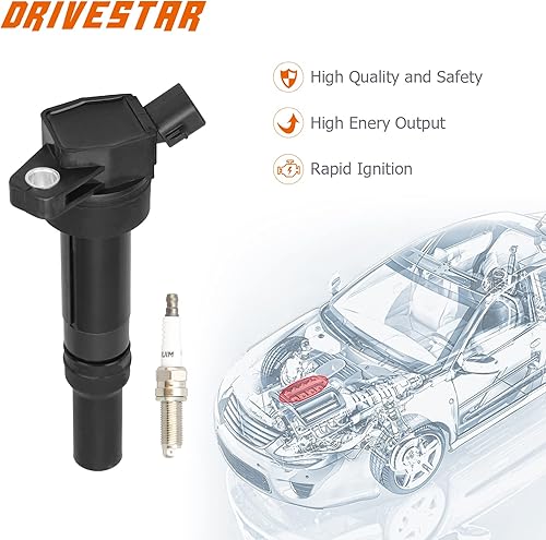 Miniatura 2 de DRIVESTAR Juego de 4 bobinas de encendido UF651 y bujías de encendido compatibles con 1.8L 2.0L L4 2012-2016 Hyundai Elantra/Coupe/GT/Tucson,