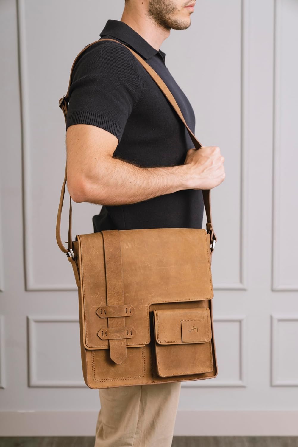 VELEZ Top Grain Leather Messenger Bag For Men and Women | 11” Tablet | Small Crossbody Bags | Vintage Shoulder Bags