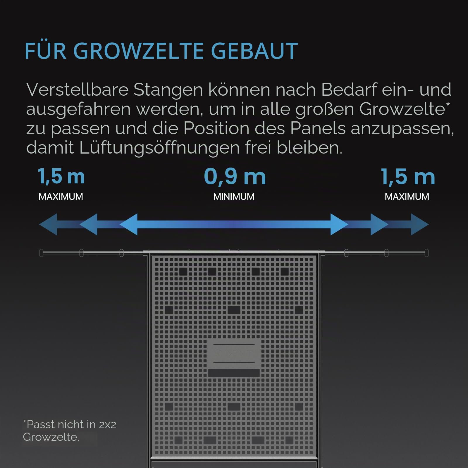 AC Infinity Gerätehalter für Growzelte Stahl Wandtafel Kabelmanagement 150 × 150 cm