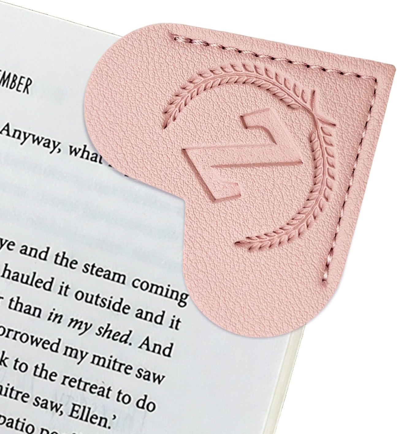 XIANGYUAN Personalized Leather Heart Bookmark with Initial,Cute Bookmarks 26 Letters Corner Book Marks for Reading Women,Men, Kids,Book Accessories for Book Lovers Gifts(Pink Z)