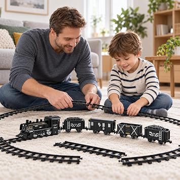VARDEM Işıklı ve Sesli Buhar Çıkartan 15 Parça Tren Seti, 3 Farklı Ray Kurulumu, Pilli Oyuncak Tren 3+ Yaş FF-1603C-4C