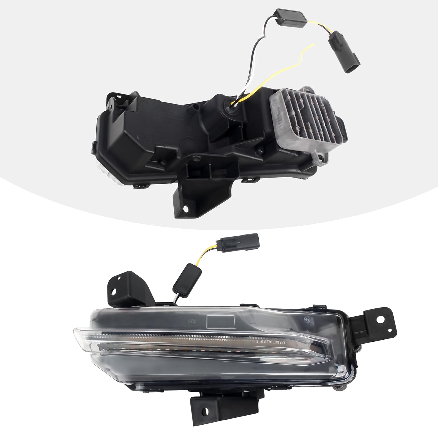 LED Daytime Running Lights with Dynamic Turn Signals Compatible with 2019-2022 Chevy Camaro ZL1, Plug & Play DRL Fog Light Assembly (2PCS, Clear Lens)