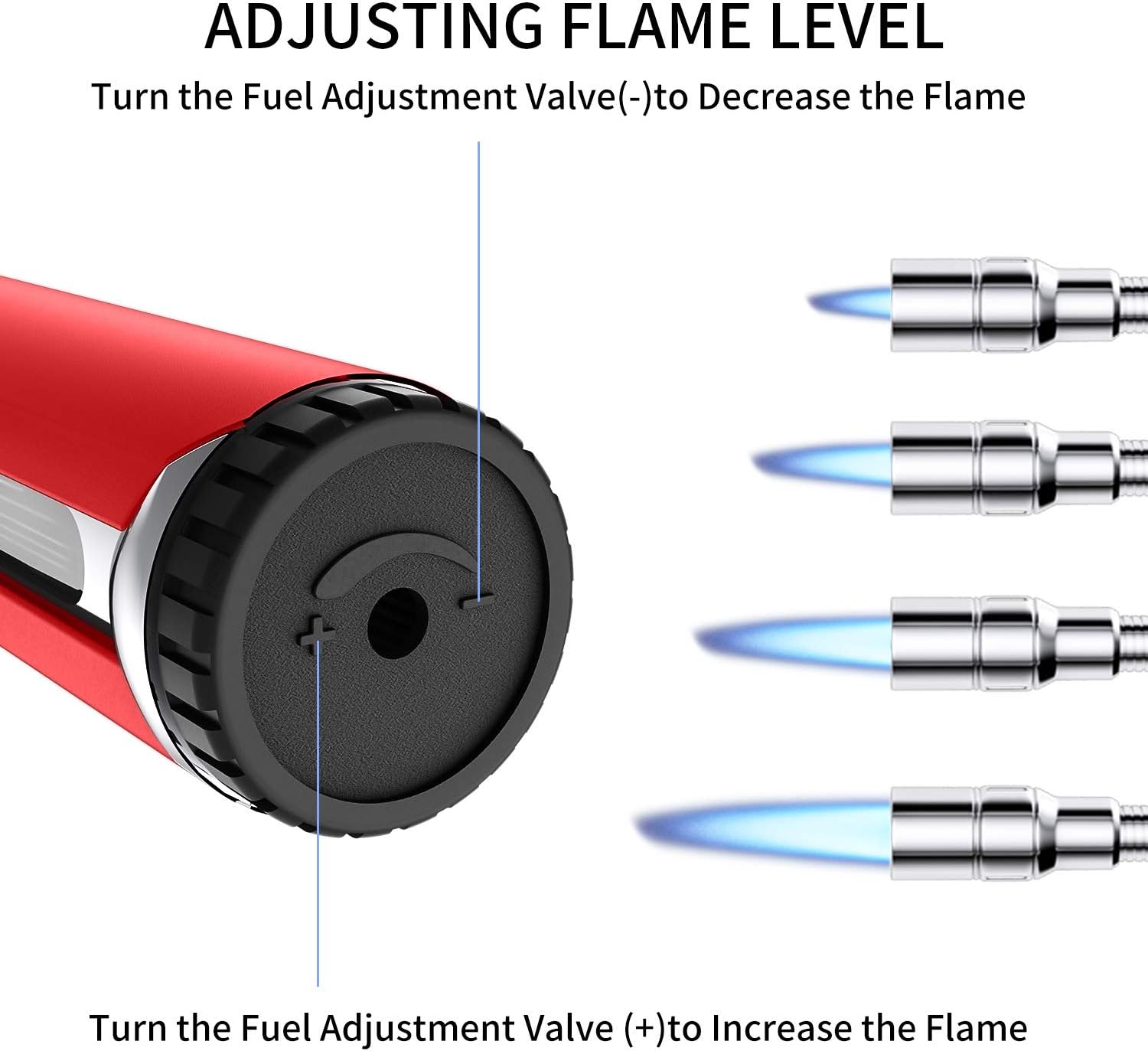2 Pack Butane Lighter Torch Long Lighter Refillable Jet Lighter Windproof Lighter with Visual Fuel Window Flexible Neck Lighter for Grill Fireplace Stove Camping Kitchen (No Butane Included)