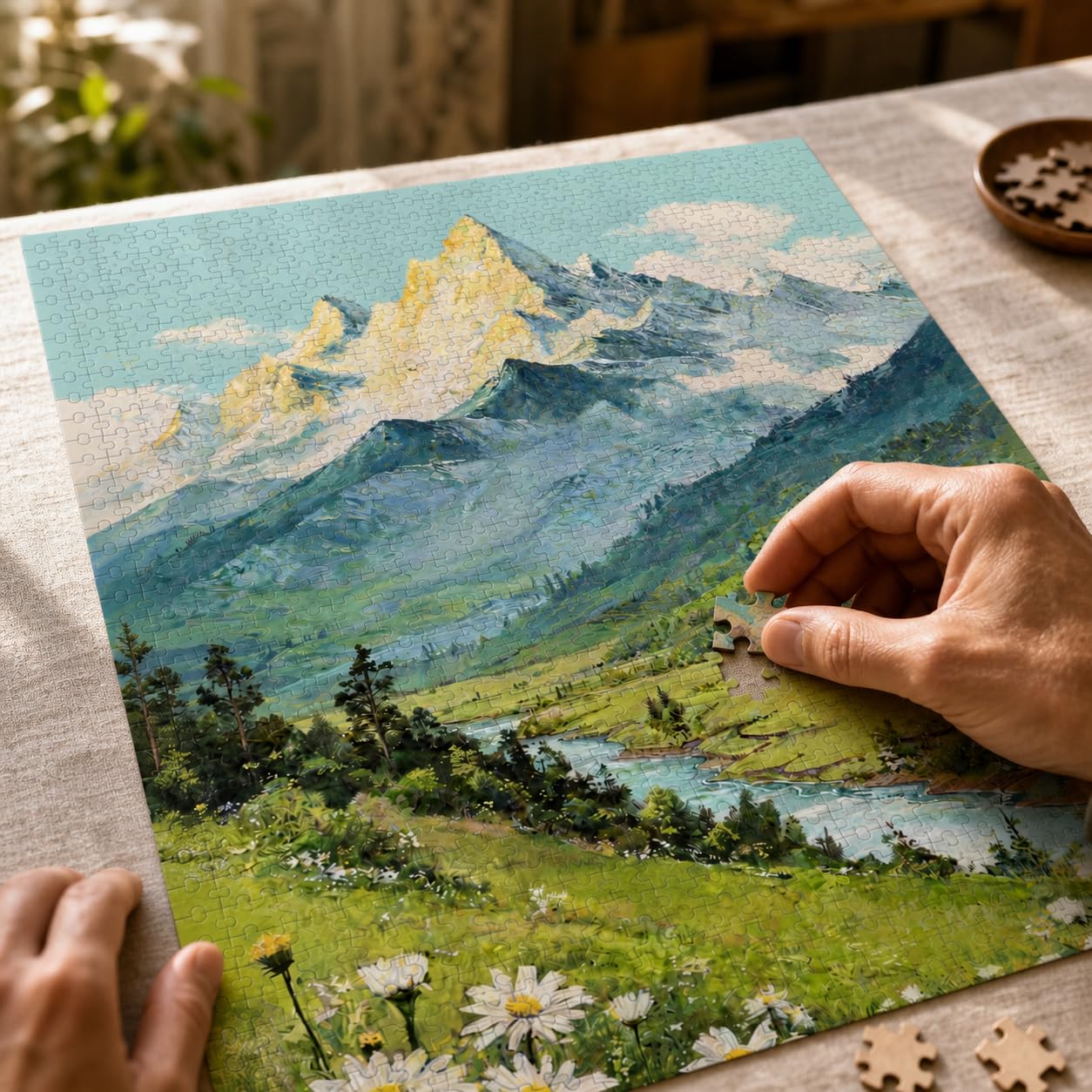 Puzzle en Bois Thème Montagne Adulte, 16 modèles, avec Cadre, 300 pièces