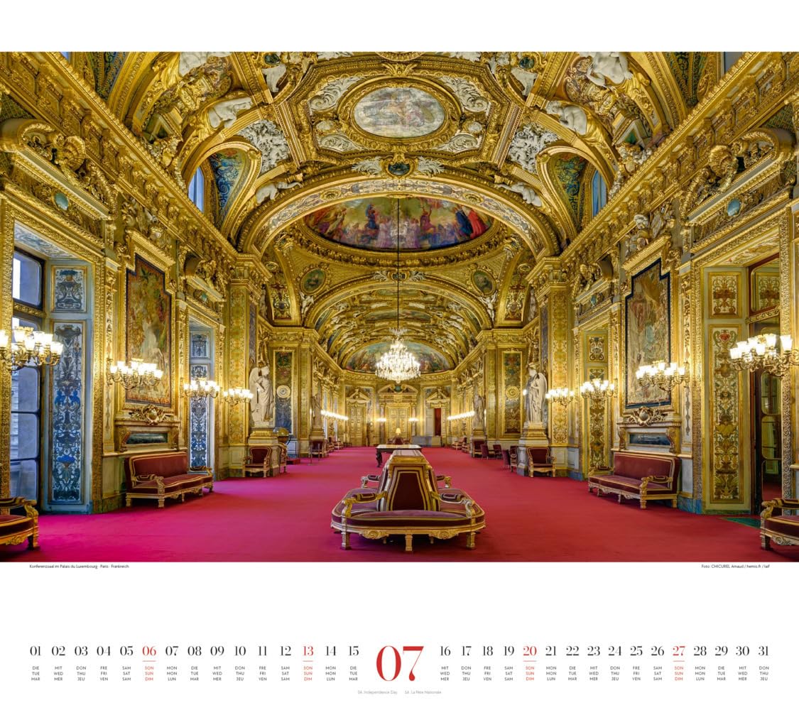 Paläste Kalender 2025, Wandkalender im Querformat (54x48 cm) - Architekturkalender - Schlösser - Adel - Könige und Königinnen