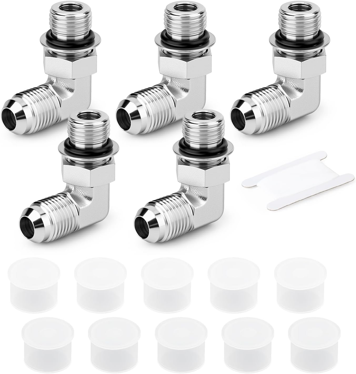 TAISHER 5PCS 90 Degree Elbow 1/2" JIC to #8 SAE/ORB Male Hydraulic Hose Fittings