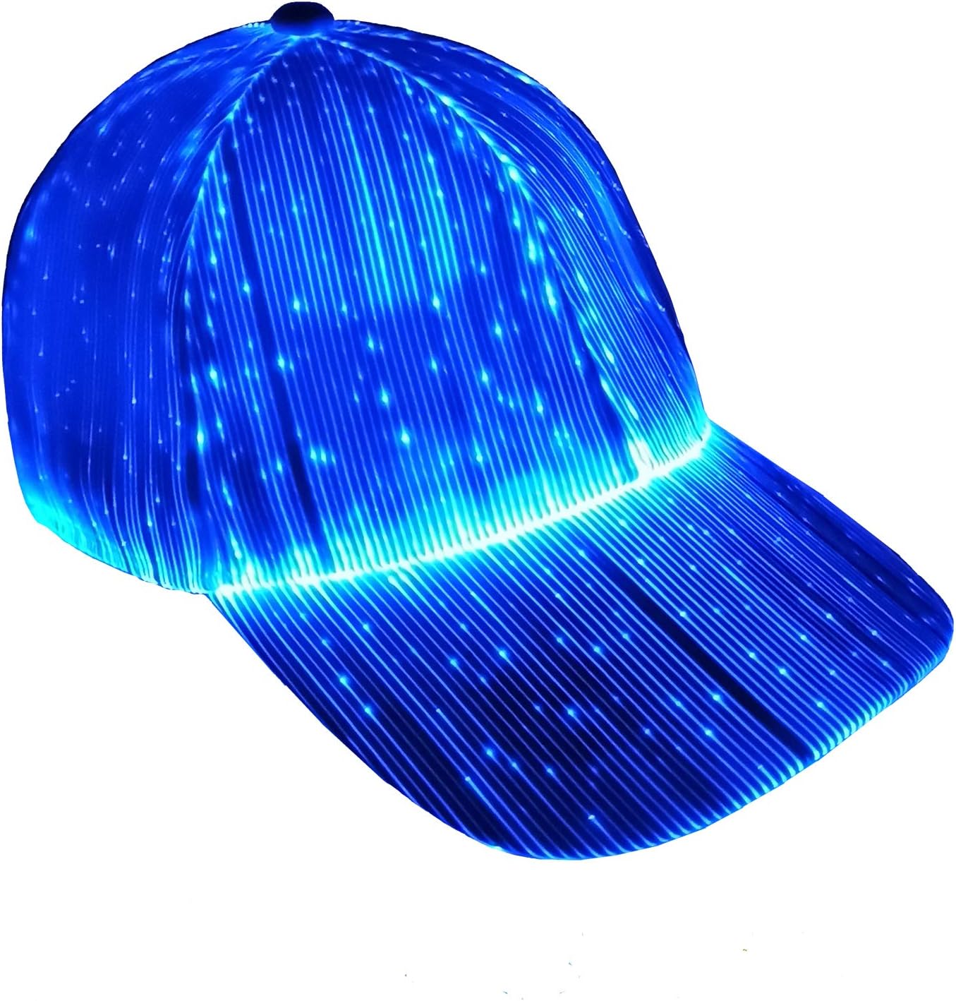 Ruconla Fiber optic cap LED hat with 7 colors luminous glowing EDC baseball hats USB Charging light up caps even party led crazy cap for event holiday