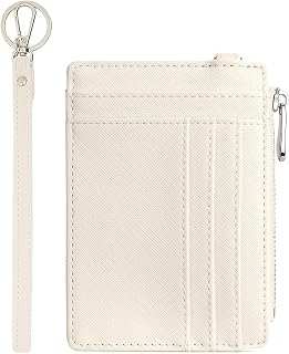 VOGARD Small Wallet for Women RFID Leather Credit Card Holder Slim Wristlet Keychain Wallet with Zipper Pocket (Snow White)… Price In India