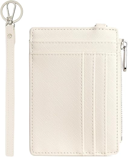 VOGARD Small Wallet for Women RFID Leather Credit Card Holder Slim Wristlet Keychain Wallet with Zipper Pocket (Snow White)…