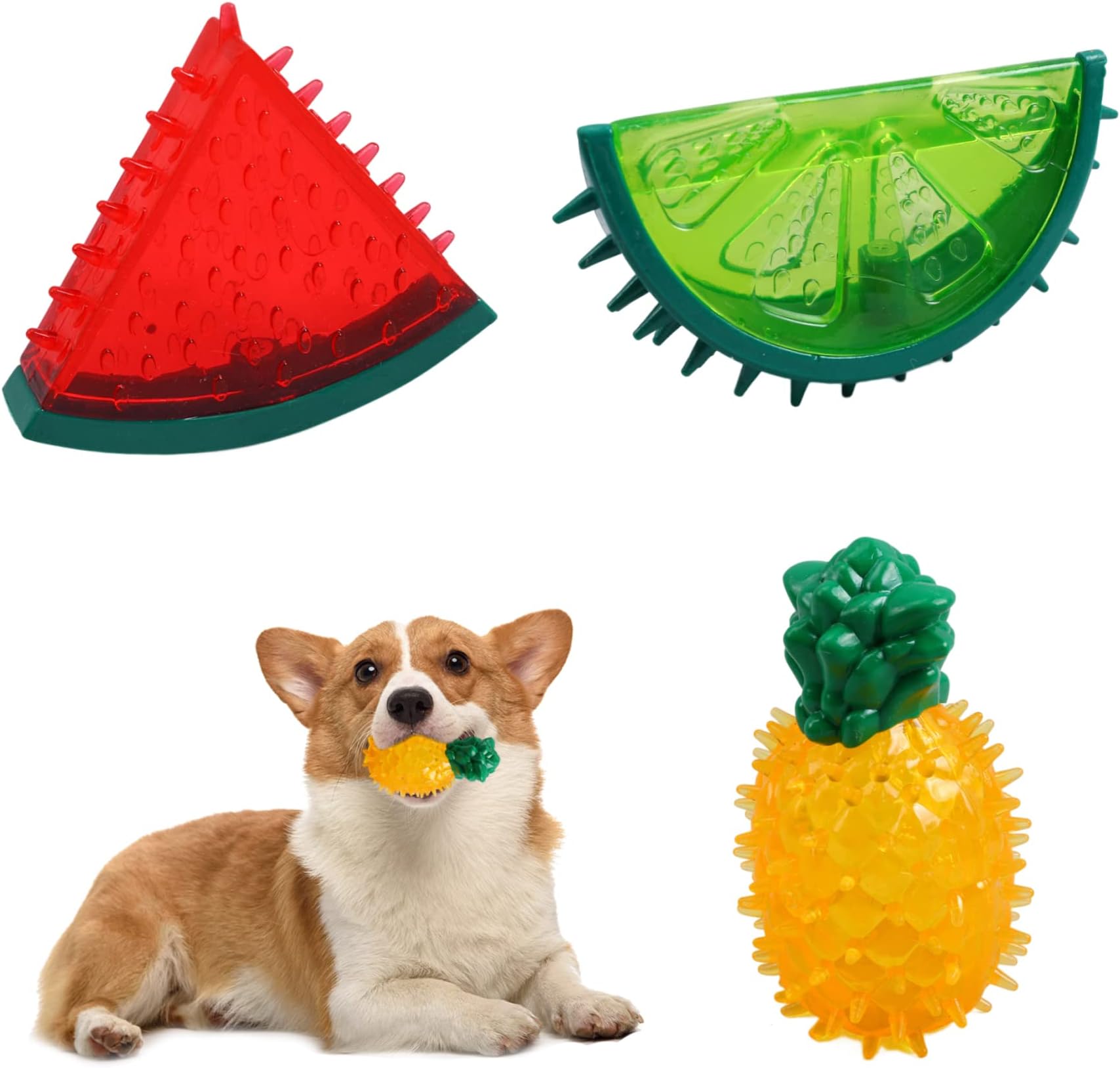 YaptheS 3 Pcs Dog Cooling Chew Toys, Frozen Teething Toy for Puppies, Summer Interactive Squeaky Toys, Small and Medium Pet Treat Training Tools|Squeak Toys
