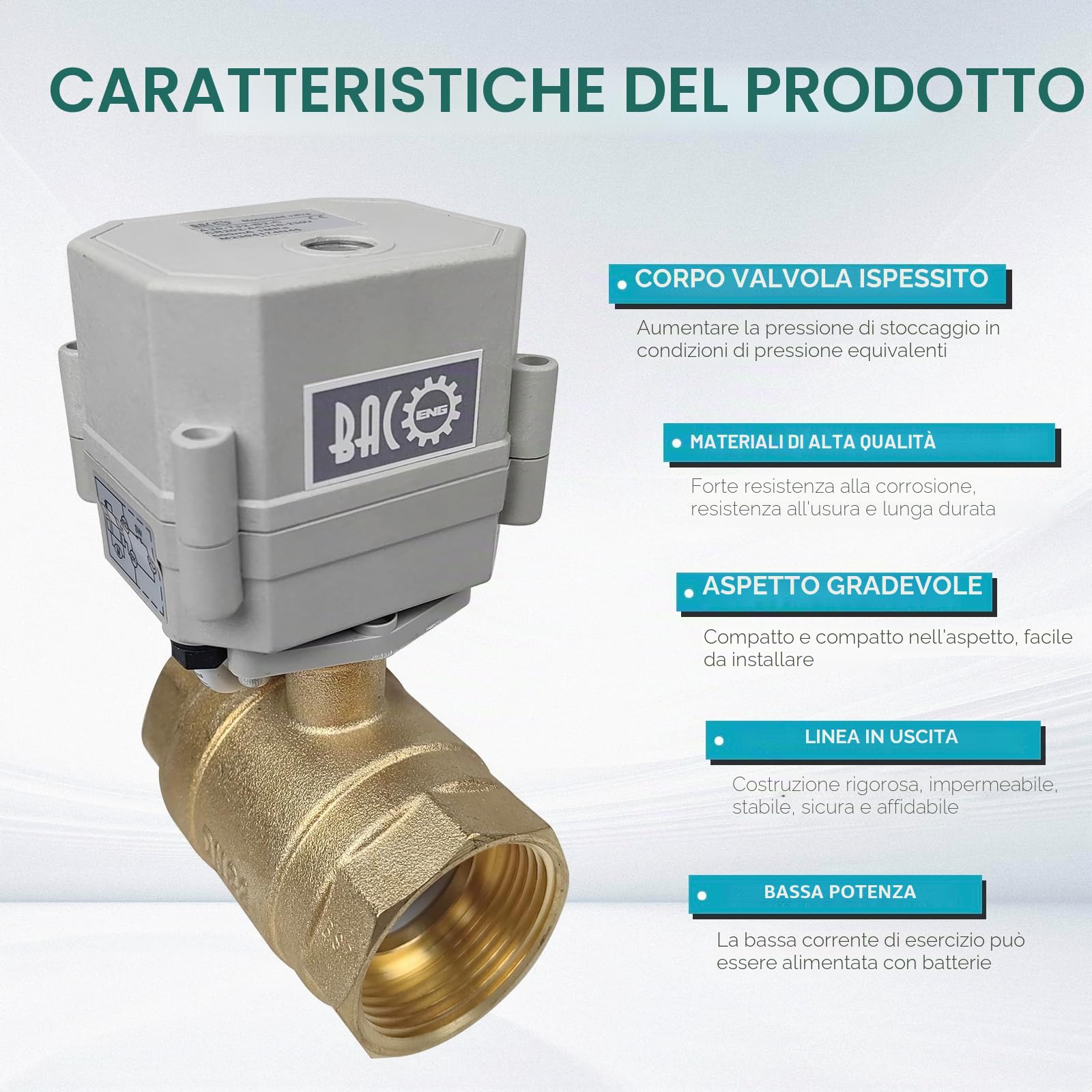 BACOENG Valvola Motorizzata AC110-230V 2 Vie 1 1/4" DN32 Ottone Elettrica Valvola a Sfera Motorizzata Elettrovalvola NC