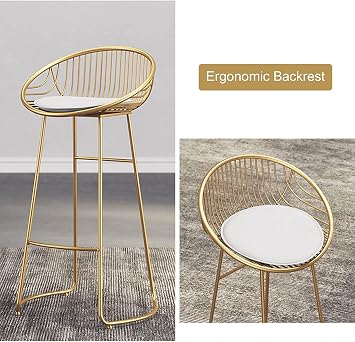 Modern Bar Stools Set Counter Height Dining Chairs Bar Stools Set of 2 Velvet Upholstery Counter Height Chairs Stools with Back and Footrest(Grey,75cm)