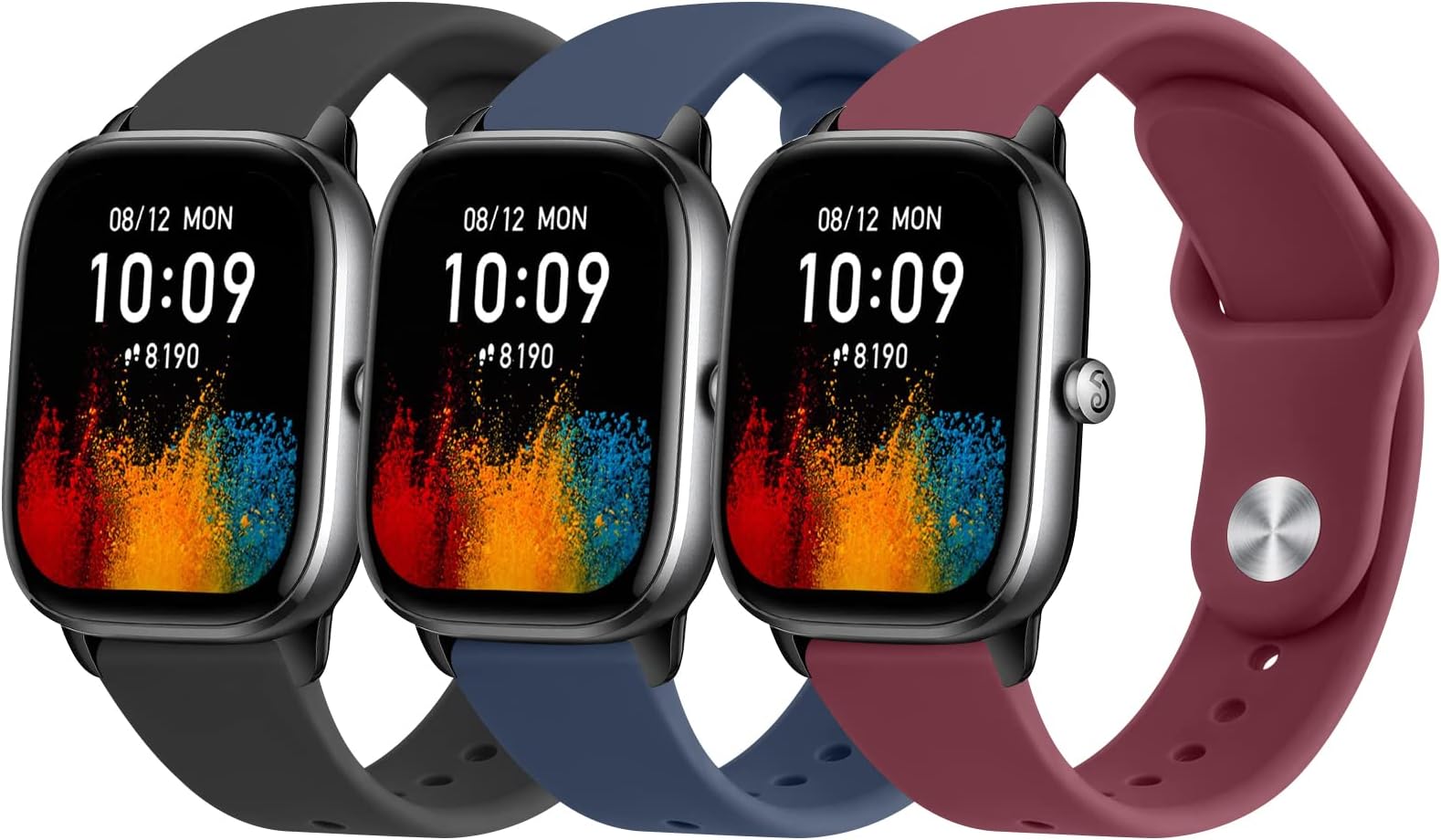 Vanjua Bands Compatible with Amazfit GTS 4 / GTS 4 Mini / GTS 3 / GTS 2 / GTS 2e / GTS 2 mini / GTS, 3 PACK 20mm Quick Release Soft Silicone Sport Replacement Strap for Amazfit Active 2 / GTR 42mm / Bip 3 / Bip 3 Pro / Bip U Pro / Bip / Bip Lite / Bip S / Bip S lite / Bip U Smart Watch Women Men