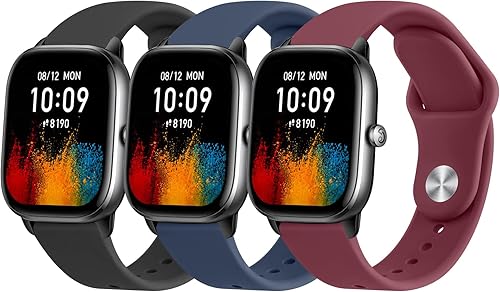 Vanjua Paquete de 3 correas de repuesto de silicona suave de liberación rápida de 0.78 pulgadas para reloj inteligente Amazfit GTS 4 y GTS 3 Series