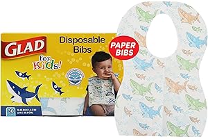 Glad for Kids Shark Disposable Paper Bibs: Beach Essentials for Mess-Free Meals