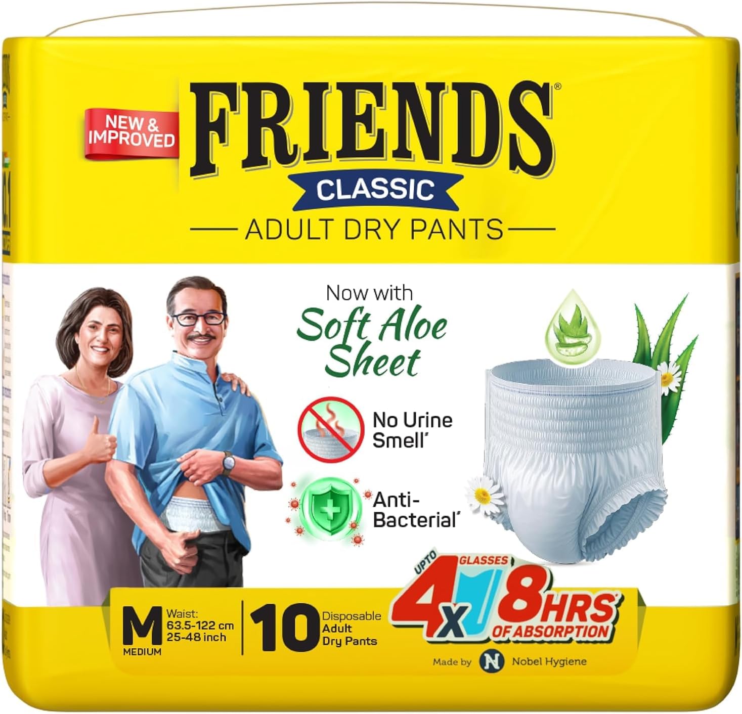 Classic Adult Diaper M Size Pants | 20 Count (Medium) | Waist 25 โ 48 inch | Aloe Vera | Unisex | Leakproof | Quick & Even Absorption | Long Protection hours | Brief-Like Fit | Odour Lock | Elastic Waist & Anti-Bacterial Absorbent Core