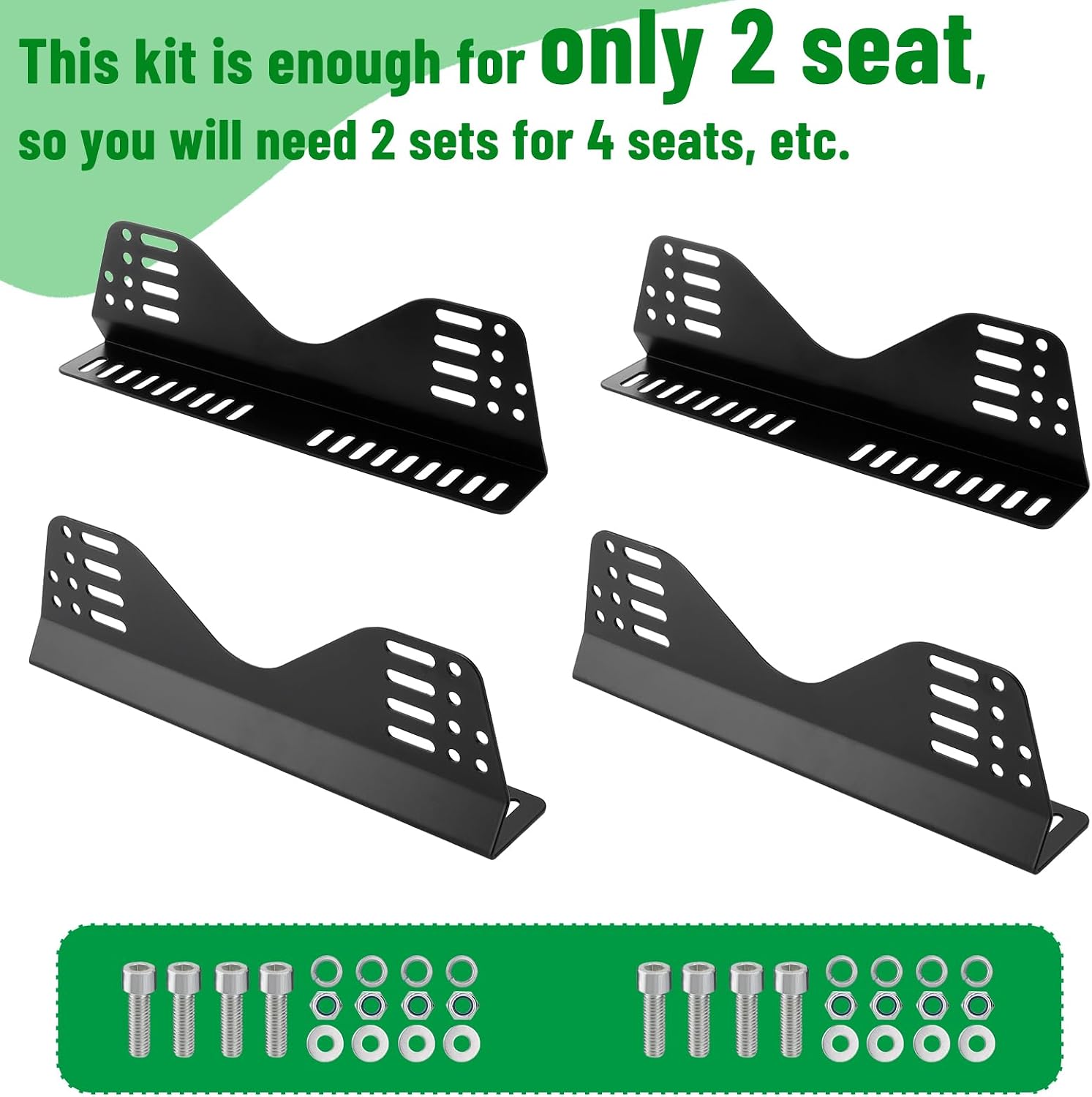 Side Mount Brackets for Bucket Race Seats: Universal Racing Seat Bracket (Black Set of 2)