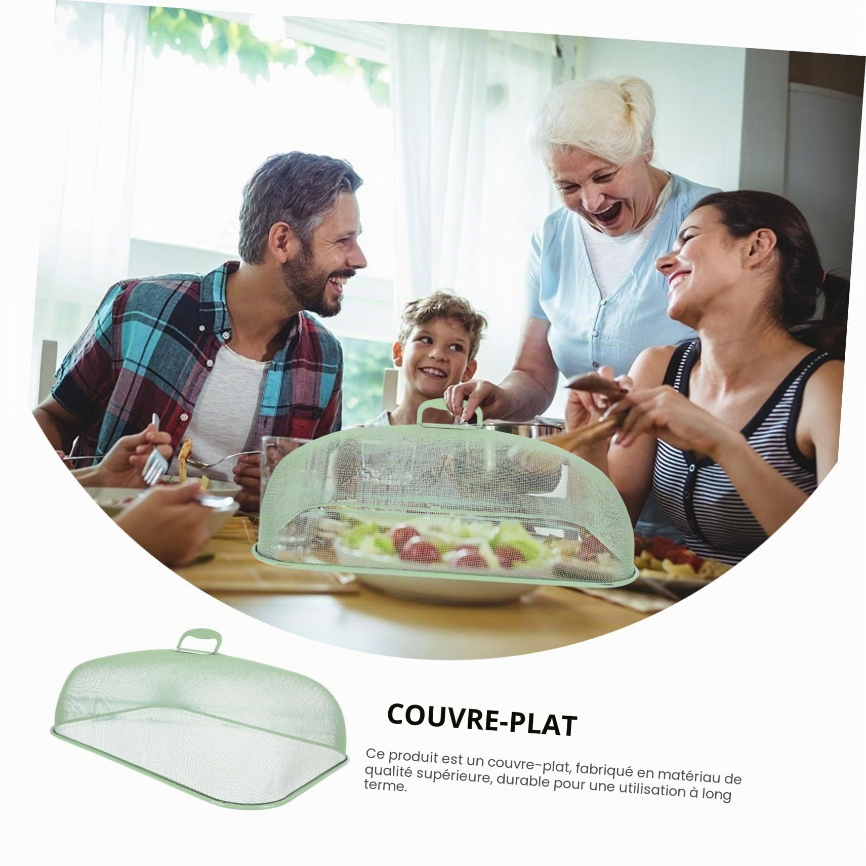 Couverture Alimentaire Créative en Fer Vert, Protection et Conservation
