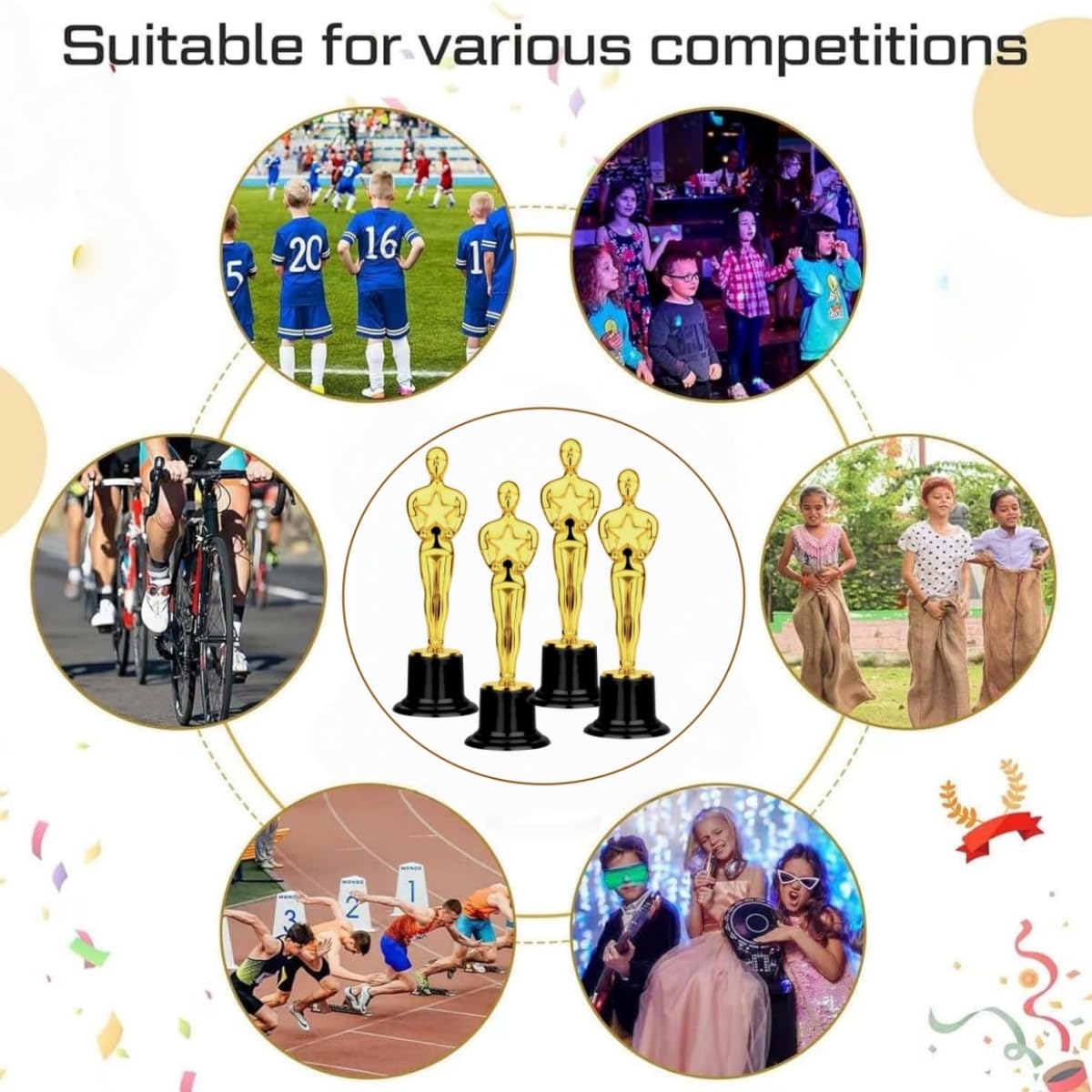 Trofeos de Oro,4 piezas trofeos Futbol Personalizados,Molde de Trofeo de Oro Plástico,Estatuilla Mini Trofeo,para Premios Deportivos de Fútbol y Galas de Premios, Aumentar la Cohesión del Equipo — view 2