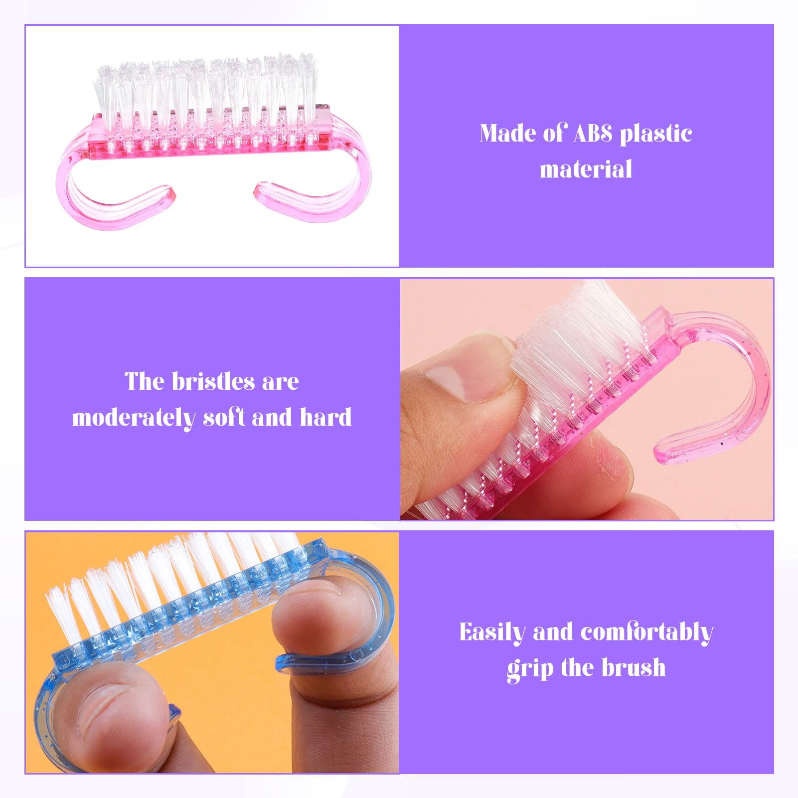 Nail Brush 20pcs Nail Brushes for Cleaning Nails for Cleaning Hand Toes Nails Home Garden Salon Use(Blue, Green, Pink, Purple) - Image 3