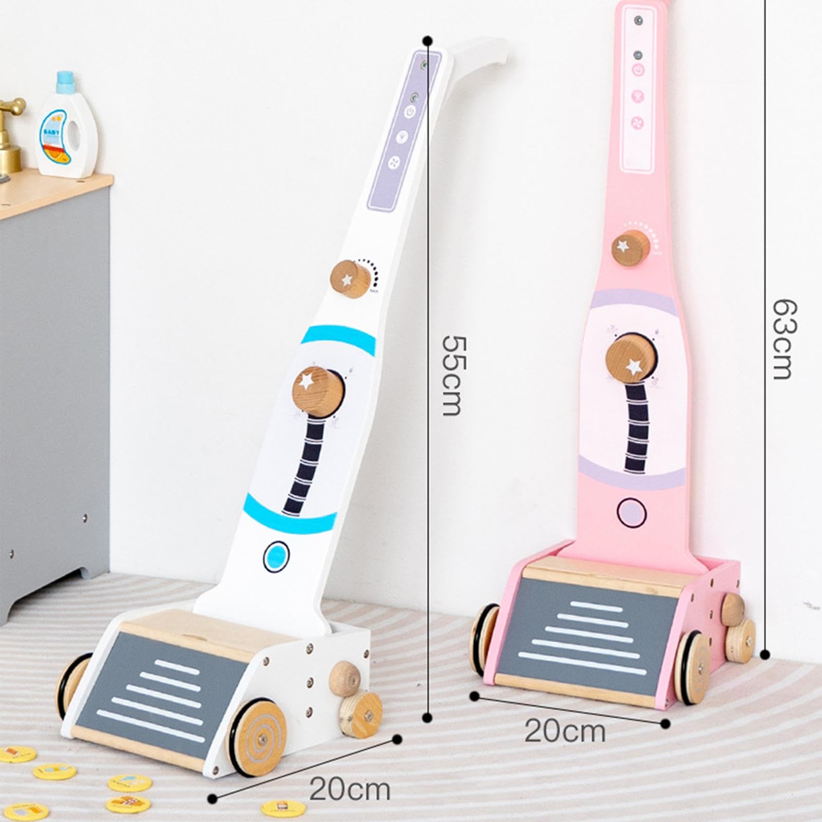MagiDeal Giocattolo per la Pulizia dei Bambini interattivo per Bambine e Bambini dai 3 Anni in su, in Legno, Versatile, per Giochi di Ruolo, Gioco di finzione, Bianco