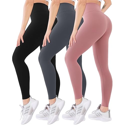 Blisset 3 Pack High Waisted Leggings for Women-Soft Athletic Tummy Control Pants for Running Yoga Workout Reg & Plus Size