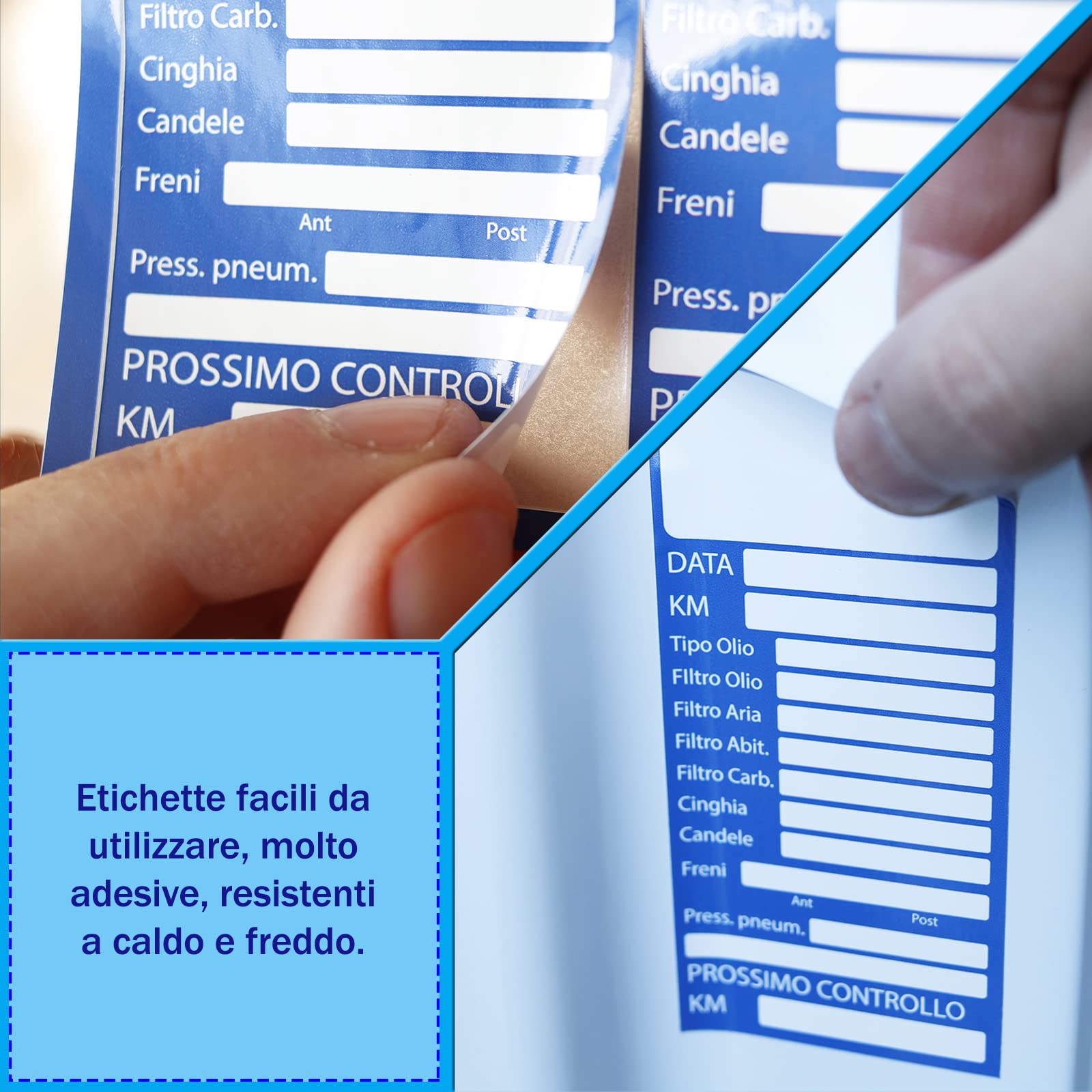 Etichette Adesive Per Cambio Olio Auto - Formato 5x8 Cm, Rosso/azzurro/giallo - Foto 5