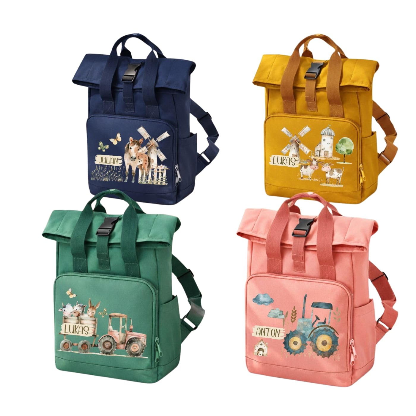 wolga-kreativ Personalisierter Kita Rucksack Mädchen und Jungen – Kindergartenrucksack mit Namen –Turnbeutel Set optional – Kindertasche Kita