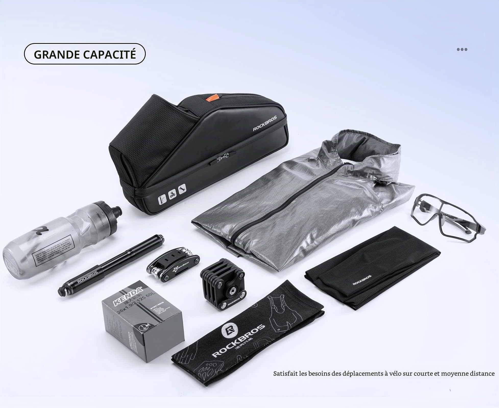 ROCKBROS Sac de rangement étanche pour VTT, vélo de route et scooter - 3 l - Espace fin et classifié